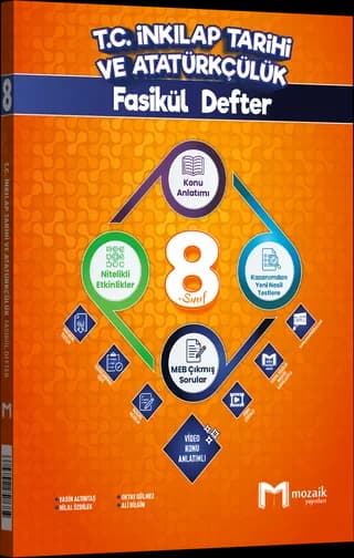Mozaik 8. Sınıf T.C. İnkılap Tarihi ve Atatürkçülük Fasikül Defter kitap kapağı