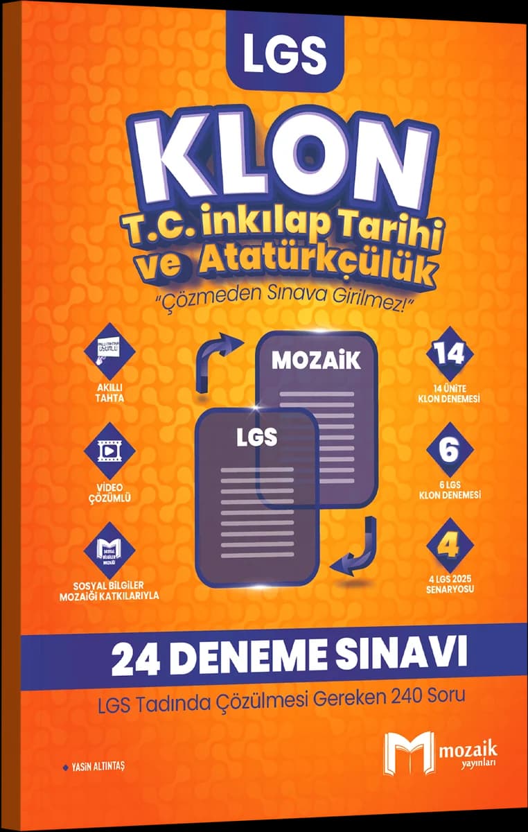 Mozaik LGS Klon T.C. İnkılap Tarihi ve Atatürkçülük Denemeleri kitap kapağı