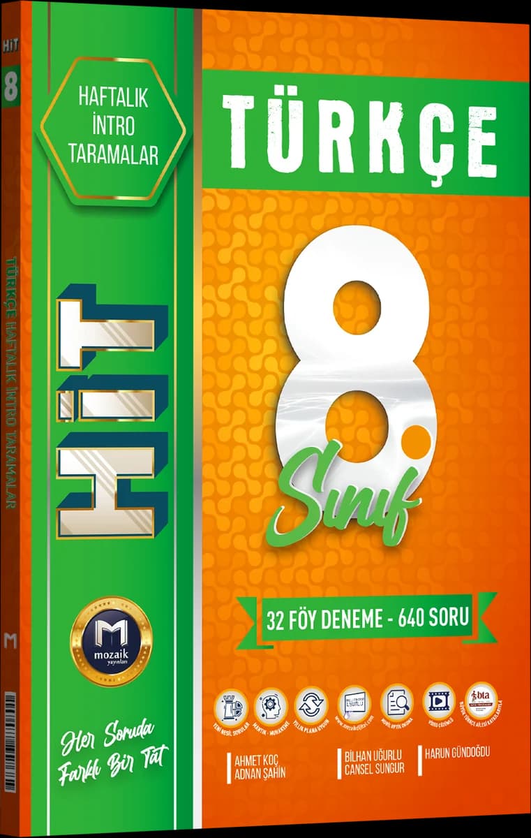 Mozaik 8. Sınıf Türkçe HiT Haftalık İzleme Testleri kitap kapağı