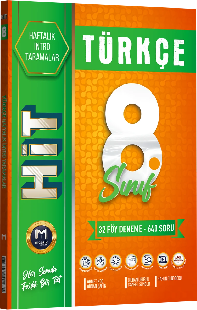 Mozaik 8. Sınıf Türkçe HiT Haftalık İzleme Testleri | Mozaik Yayınları